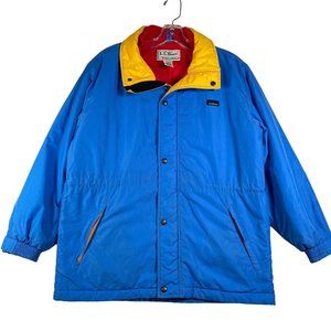 L.L. Bean Boys Penobscot Parka Jacket Size L 14/16‎ Blue Yellow Zip Snap Pockets